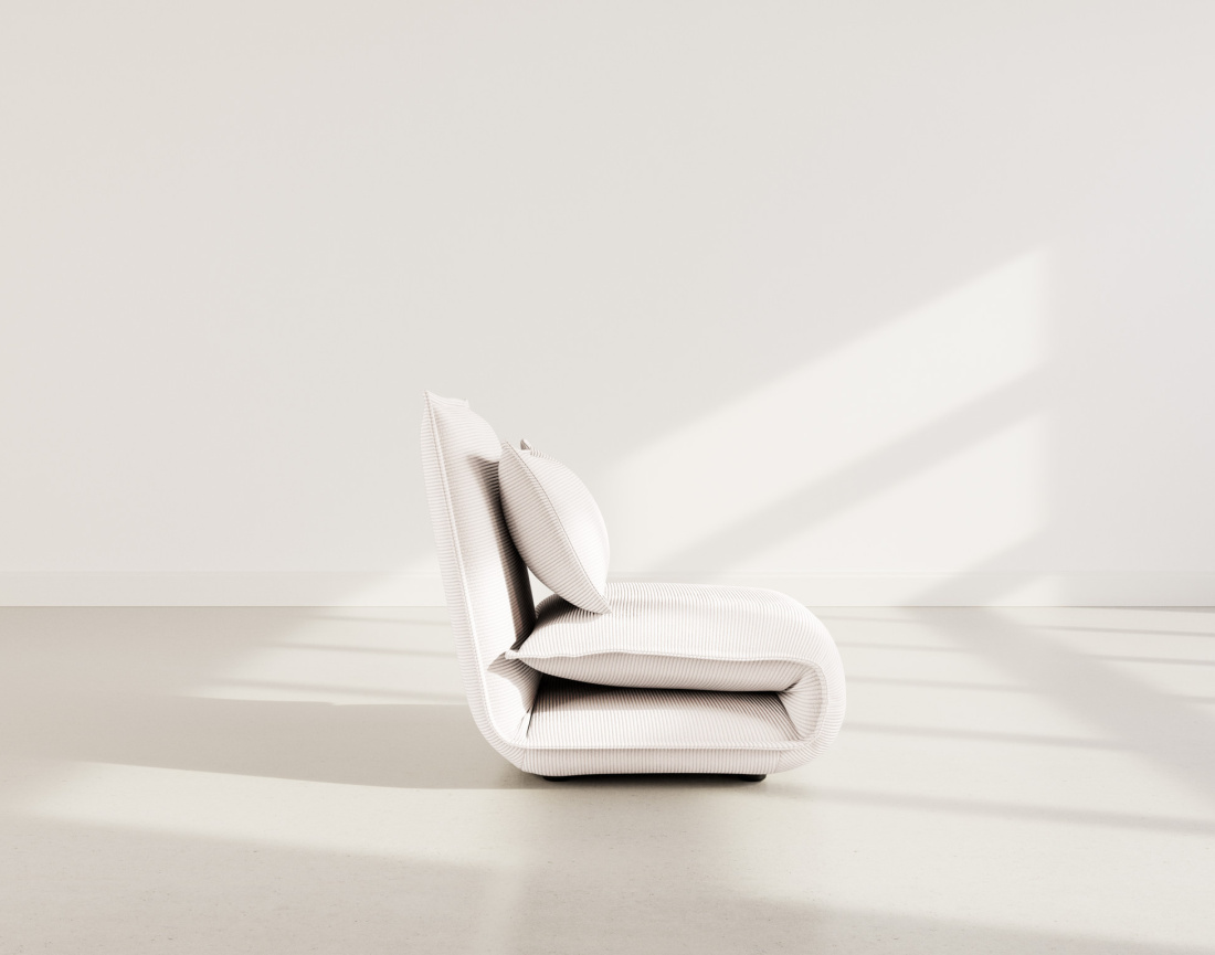 Banquette 1 place convertible clic-clac en velours côtelé Candice