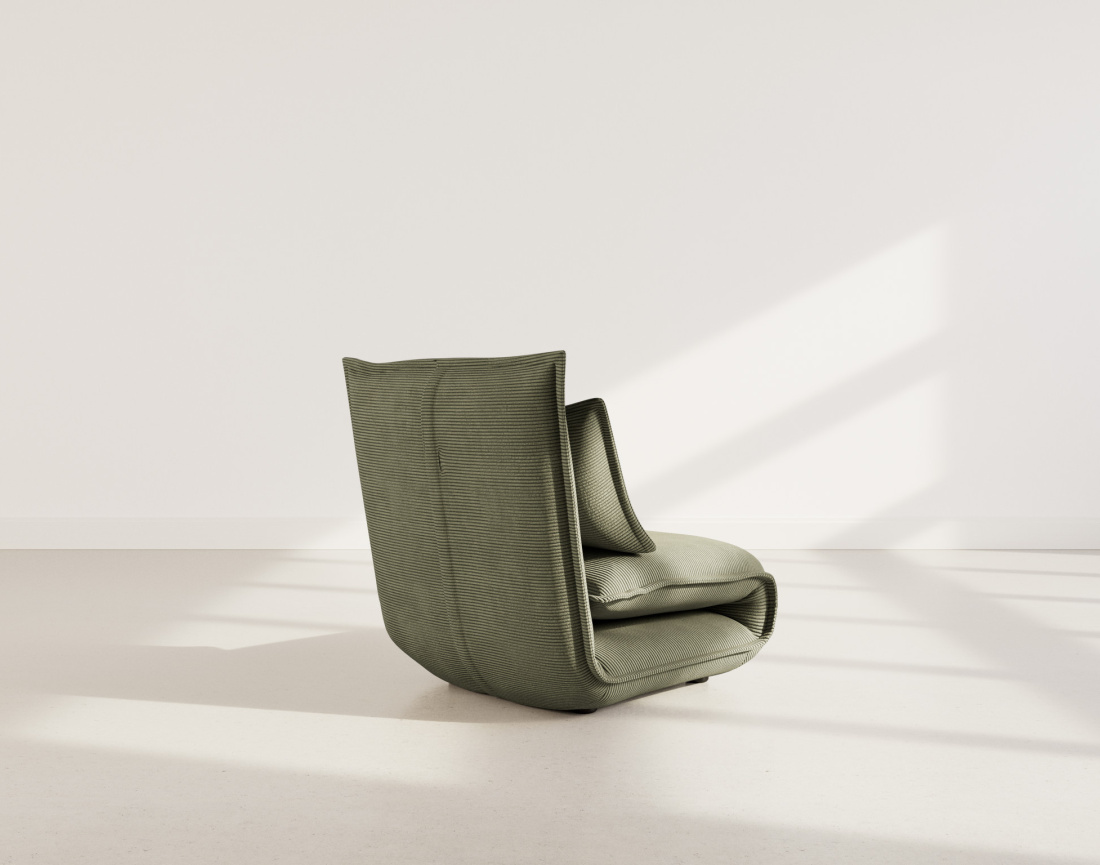 Banquette 1 place convertible clic-clac en velours côtelé Candice