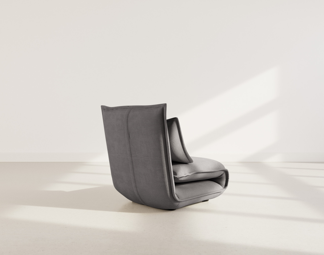 Banquette 1 place convertible clic-clac en velours côtelé Candice