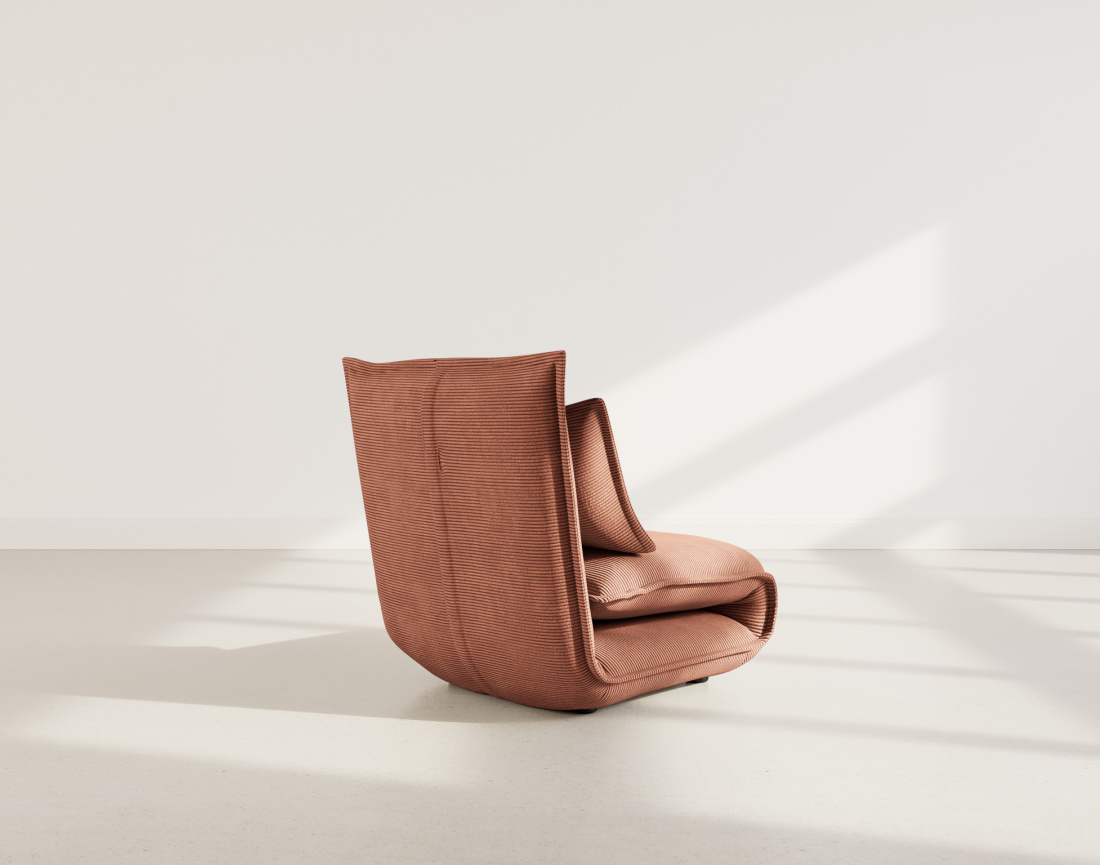 Banquette 1 place convertible clic-clac en velours côtelé Candice