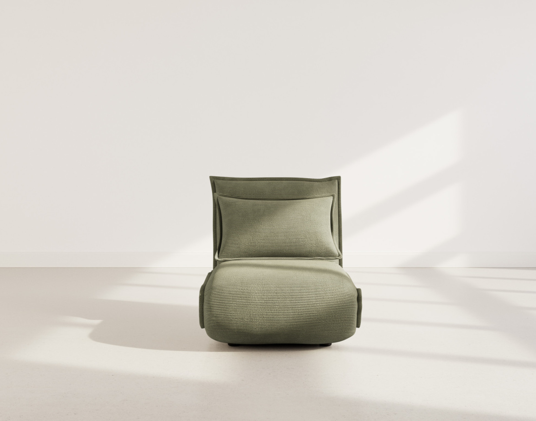 Banquette 1 place convertible clic-clac en velours côtelé Candice