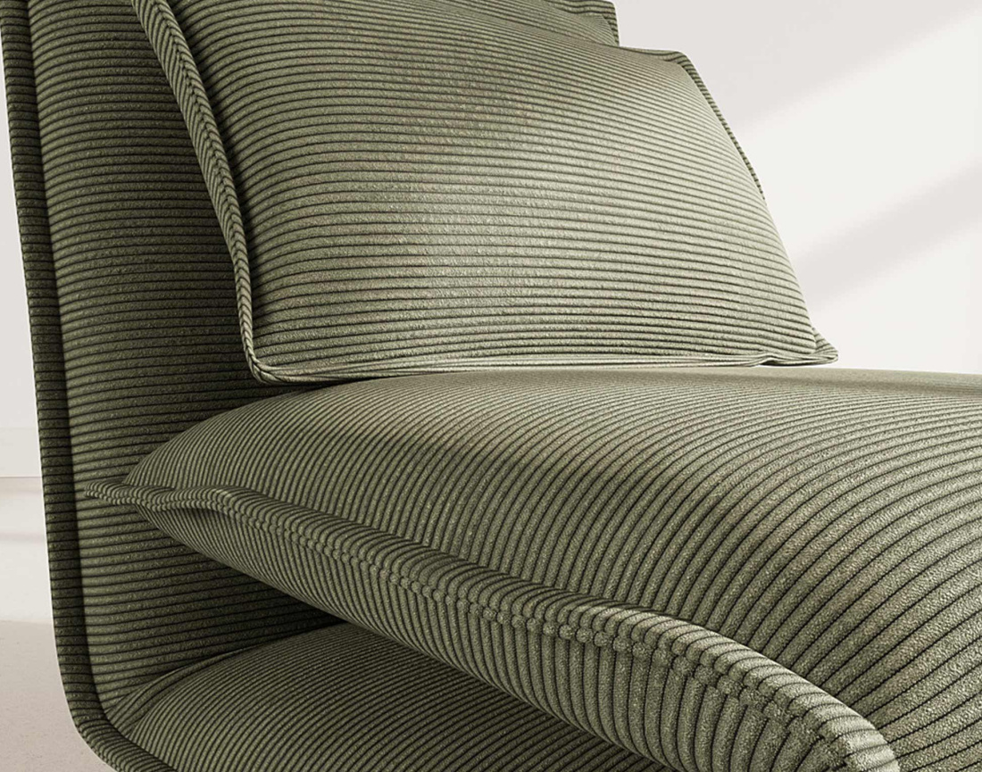 Banquette 1 place convertible clic-clac en velours côtelé Candice