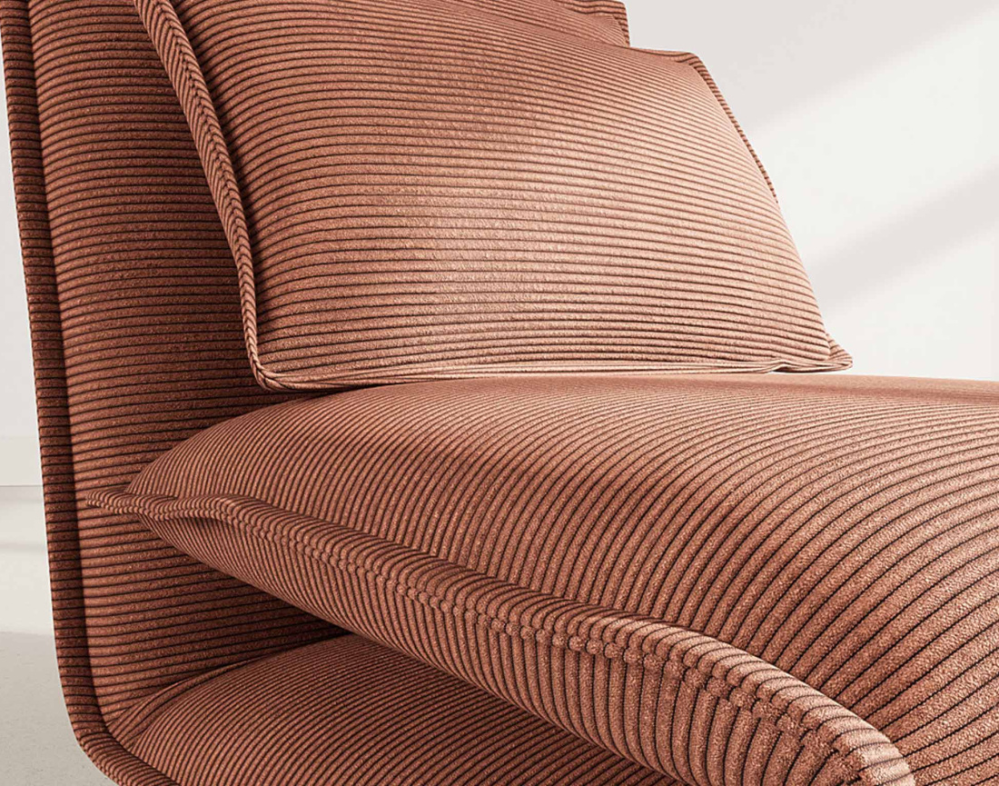 Banquette 1 place convertible clic-clac en velours côtelé Candice