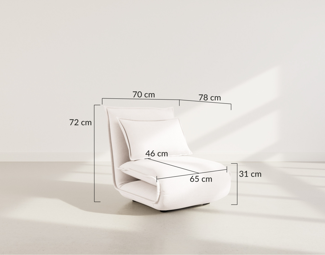 Banquette 1 place convertible clic-clac en velours côtelé Candice