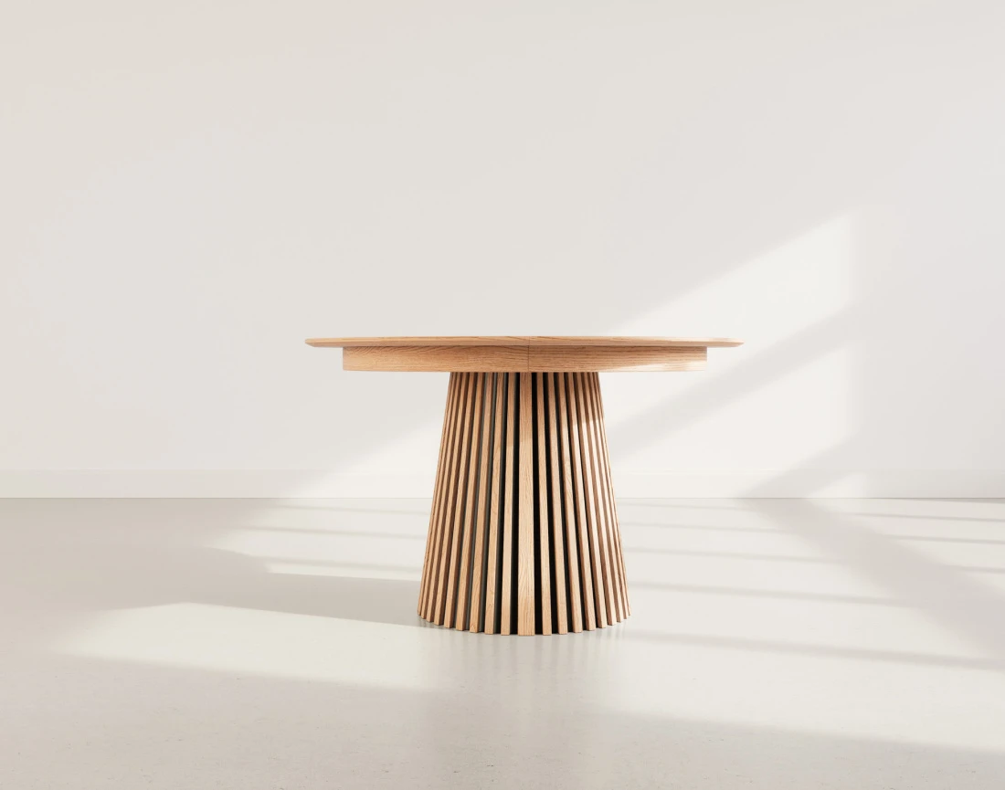 Thumbnail video of the produit Freya - table à manger ronde extensible - effet bois - 4 à 8 personnes