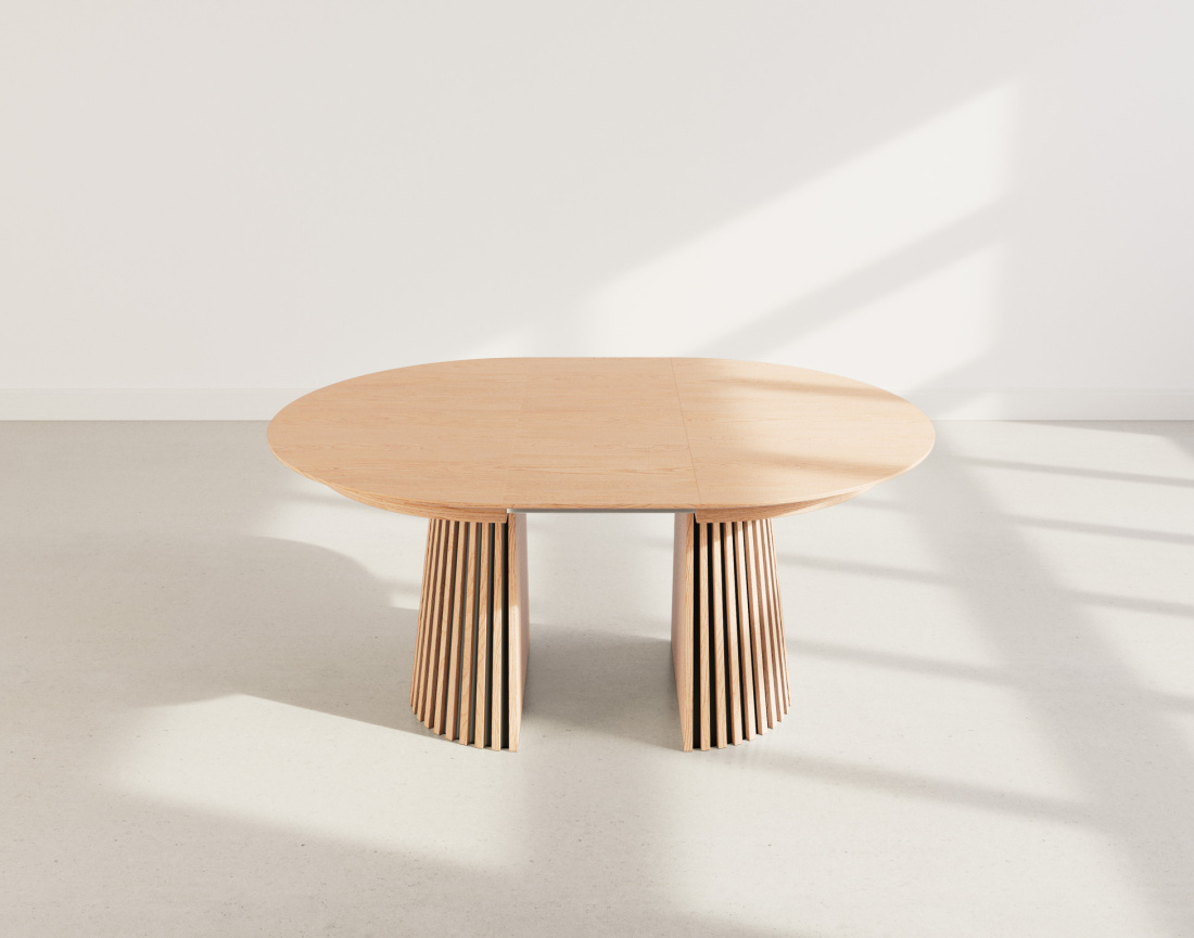 Table à manger ronde extensible bois 4 à 8 personnes Freya