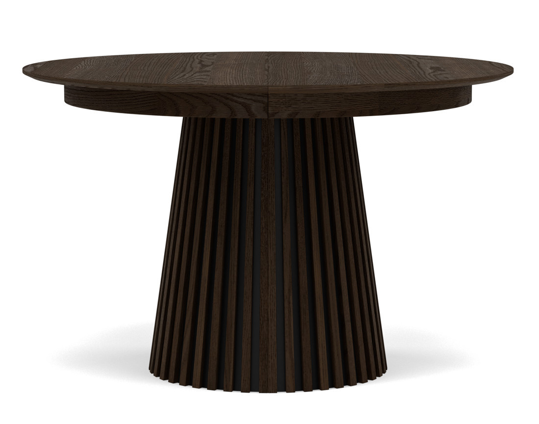 Table à manger ronde extensible bois foncé 4 à 8 personnes Freya