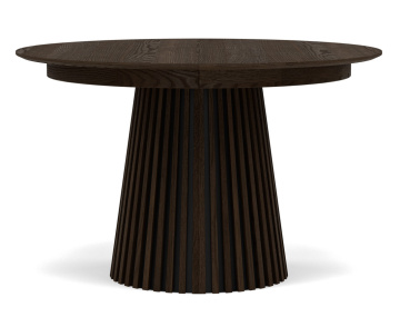 Table à manger ronde extensible bois foncé 4 à 8 personnes Freya