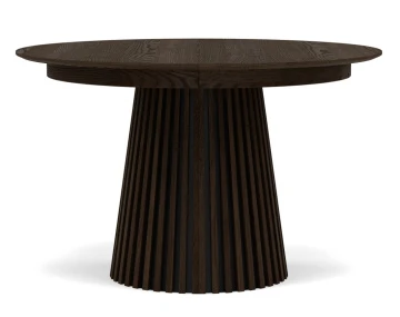 Table à manger ronde extensible bois foncé 4 à 8 personnes Freya