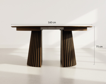 Table à manger ronde extensible bois foncé 4 à 8 personnes Freya
