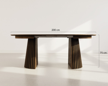 Table à manger ronde extensible bois foncé 4 à 8 personnes Freya