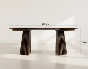 Table à manger ronde extensible bois foncé 4 à 8 personnes Freya