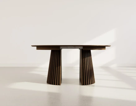 Table à manger ronde extensible bois foncé 4 à 8 personnes Freya