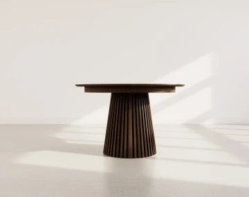 Table à manger ronde extensible bois foncé 4 à 8 personnes Freya