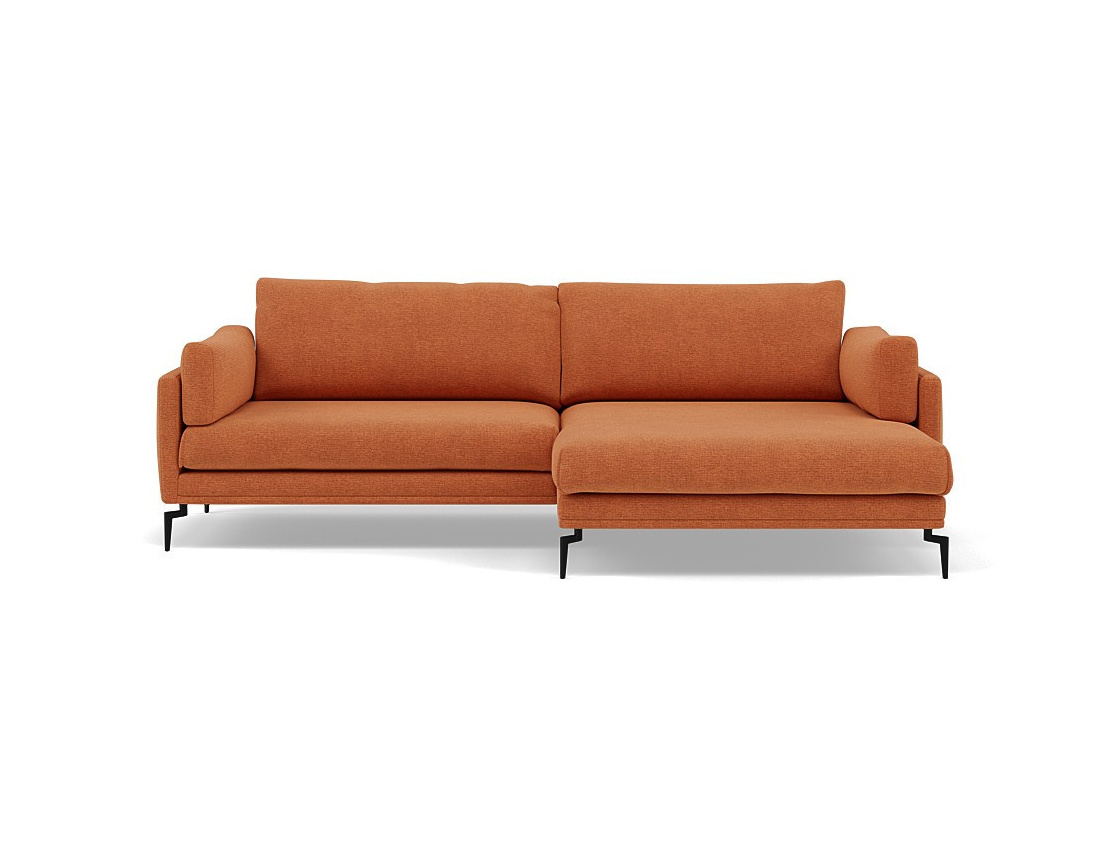 Canapé d'angle droit 4 places en tissu texturé Carlos