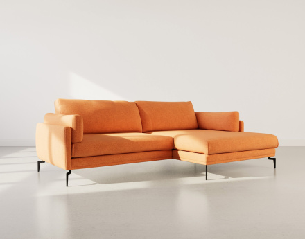 Canapé d'angle droit 4 places en tissu texturé Carlos