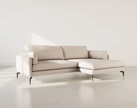 Canapé d'angle droit 4 places en tissu texturé Carlos