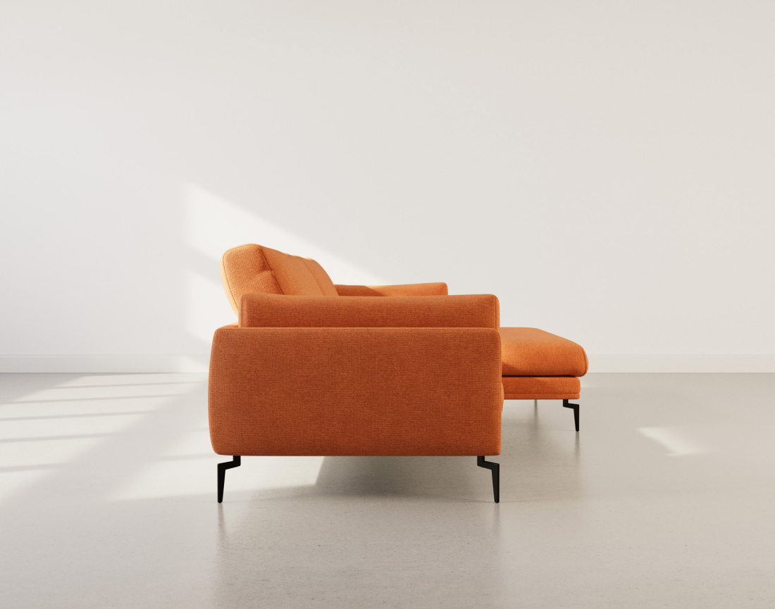 Canapé d'angle droit 4 places en tissu texturé Carlos