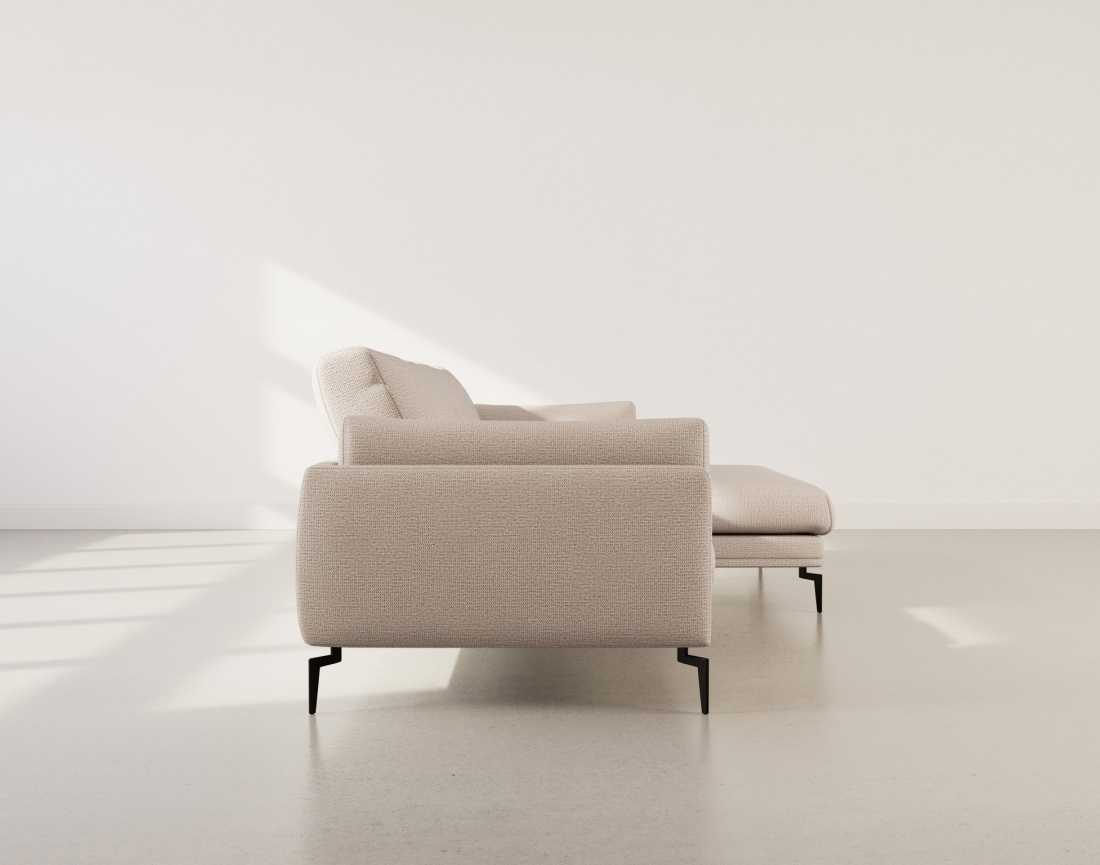 Canapé d'angle droit 4 places en tissu texturé Carlos