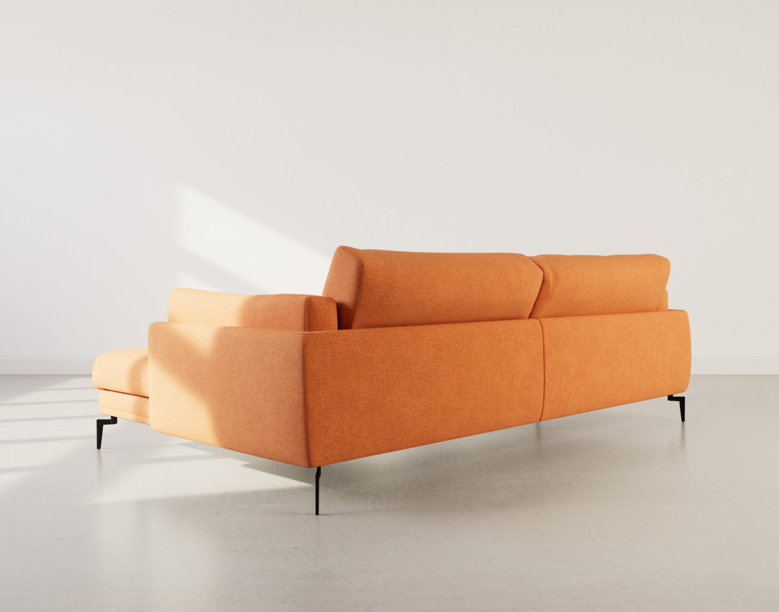 Canapé d'angle droit 4 places en tissu texturé Carlos