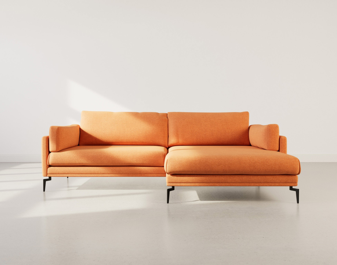 Canapé d'angle droit 4 places en tissu texturé Carlos