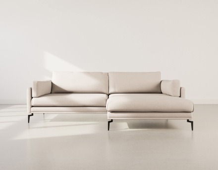 Canapé d'angle droit 4 places en tissu texturé Carlos