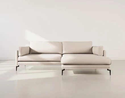 Canapé d'angle droit 4 places en tissu texturé Carlos