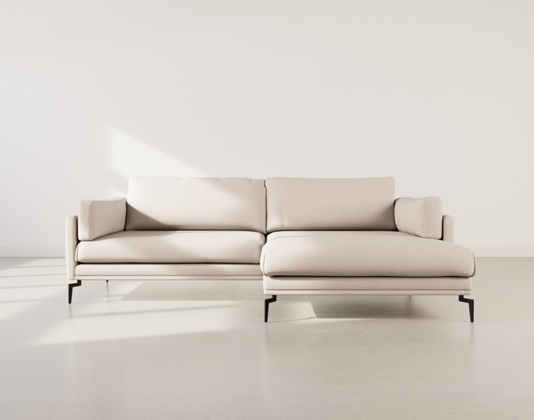 Canapé d'angle droit 4 places en tissu texturé Carlos