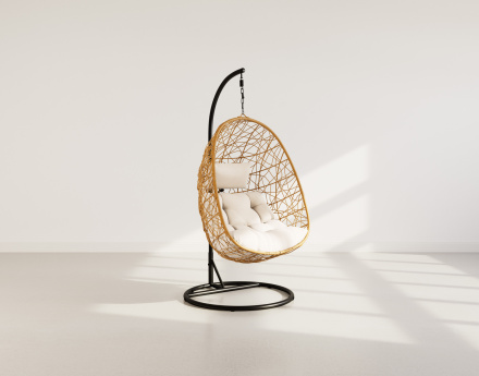 Fauteuil suspendu 1 place effet rotin naturel Leila