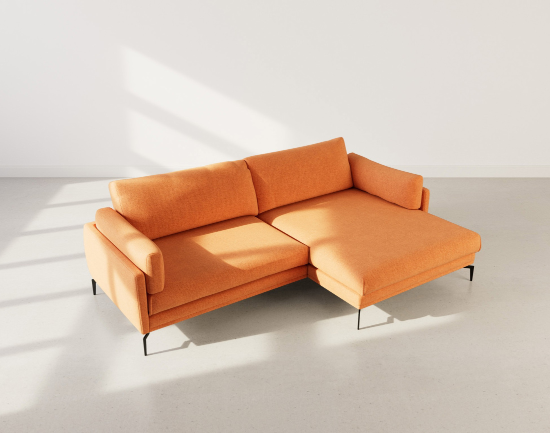 Canapé d'angle droit 4 places en tissu texturé Carlos