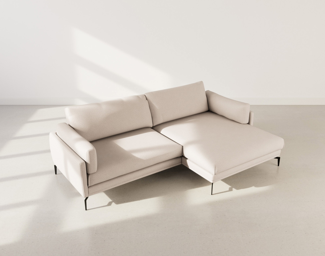 Canapé d'angle droit 4 places en tissu texturé Carlos