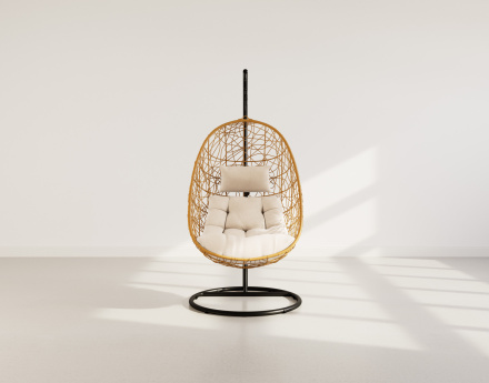 Fauteuil suspendu 1 place effet rotin naturel Leila