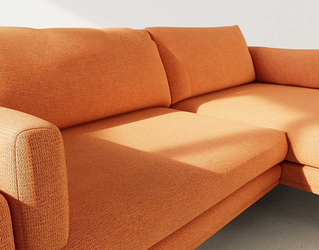 Canapé d'angle droit 4 places en tissu texturé Carlos