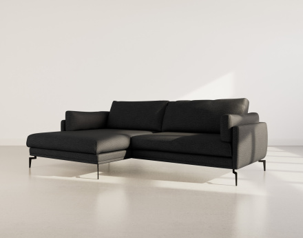 Canapé d'angle gauche 4 places en tissu texturé Carlos