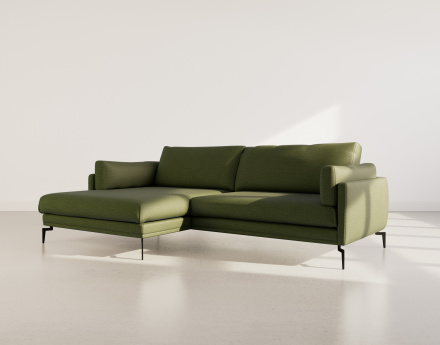 Canapé d'angle gauche 4 places en tissu texturé Carlos