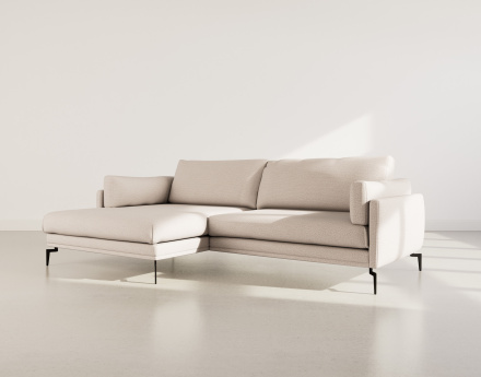 Canapé d'angle gauche 4 places en tissu texturé Carlos