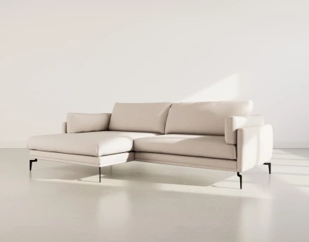 Canapé d'angle gauche 4 places en tissu texturé Carlos