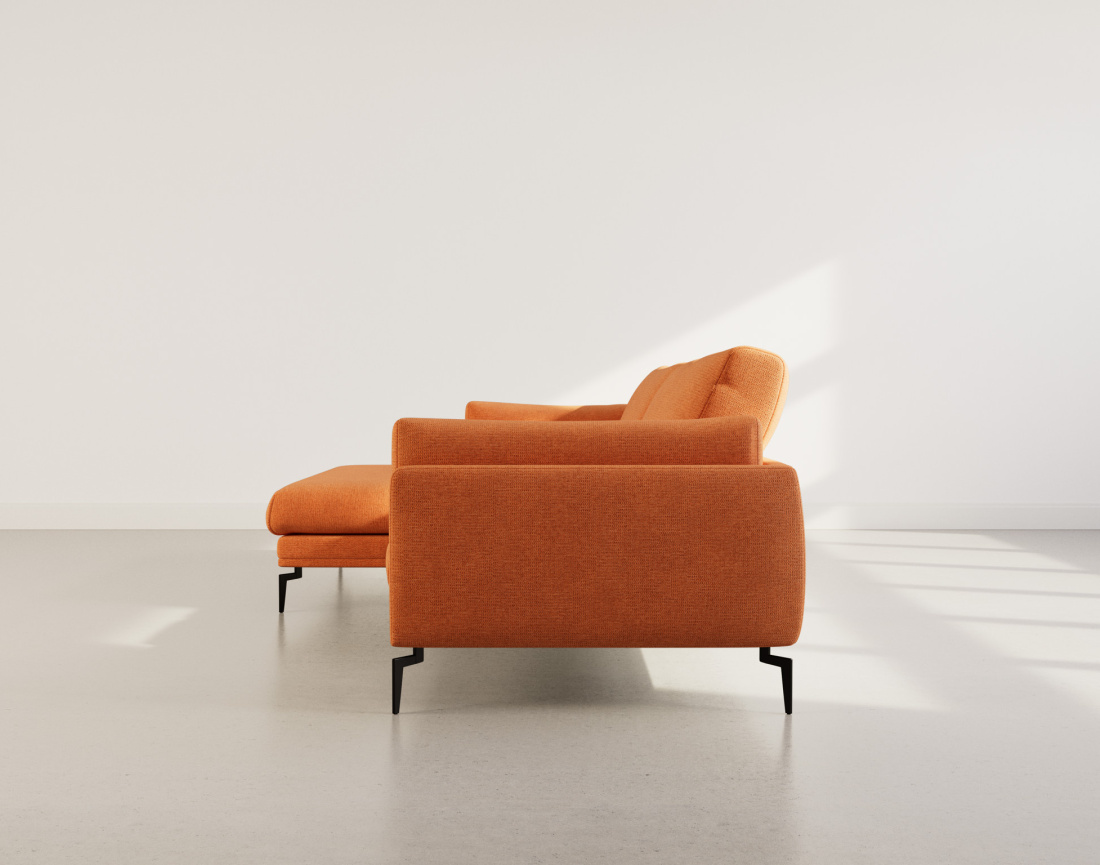 Canapé d'angle gauche 4 places en tissu texturé Carlos