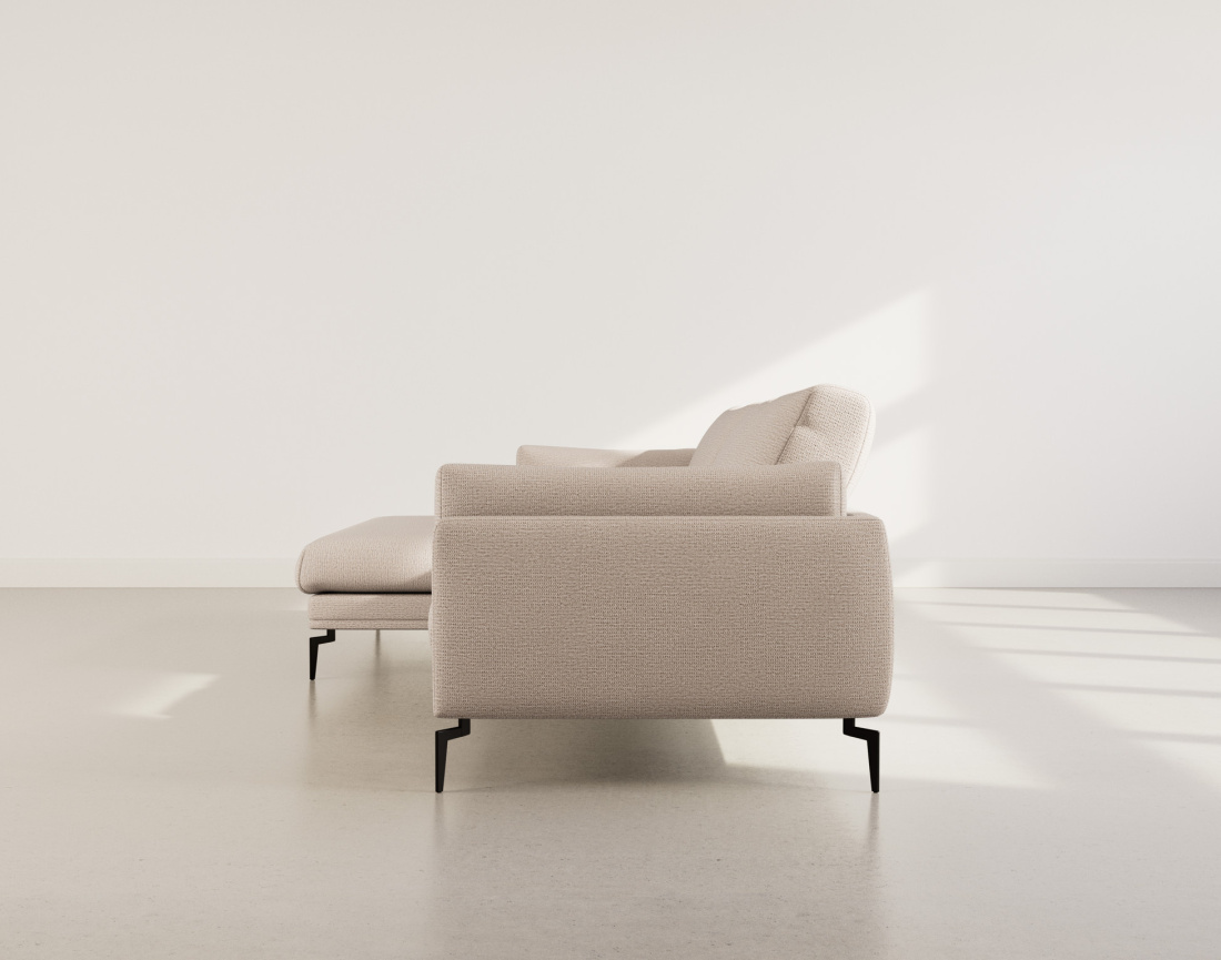 Canapé d'angle gauche 4 places en tissu texturé Carlos