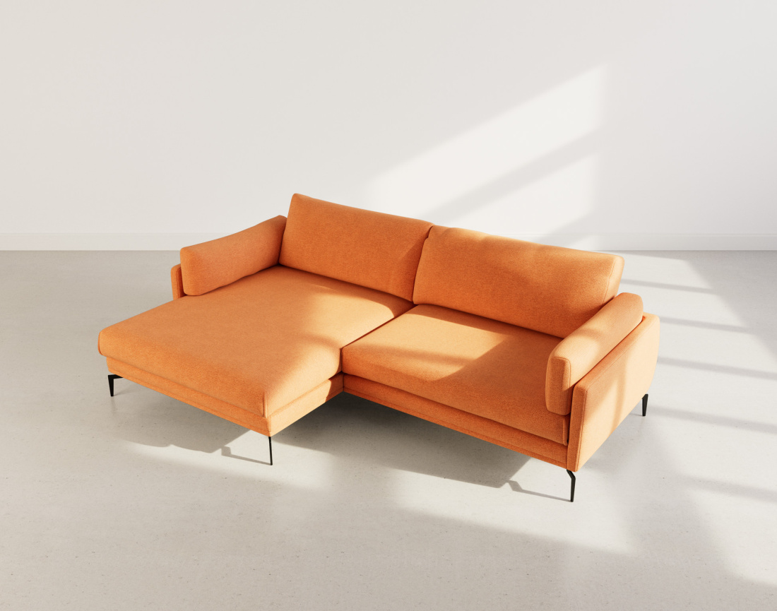 Canapé d'angle gauche 4 places en tissu texturé Carlos