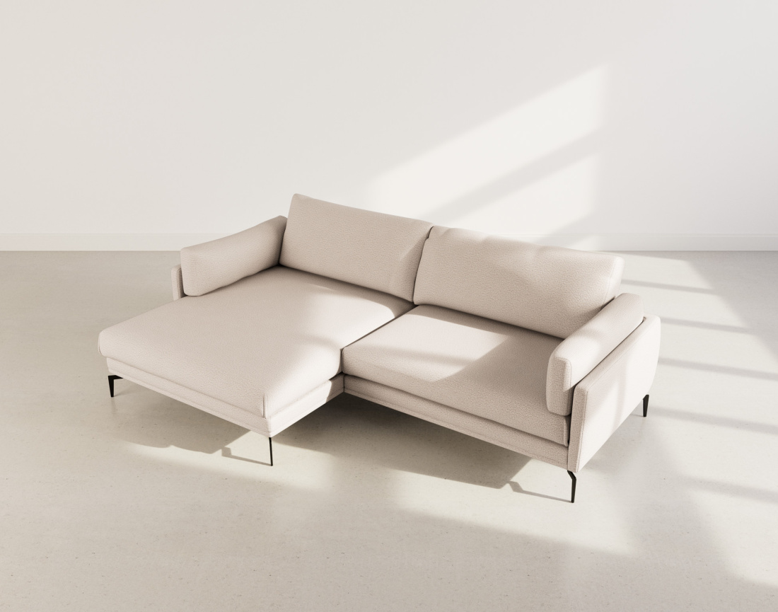 Canapé d'angle gauche 4 places en tissu texturé Carlos