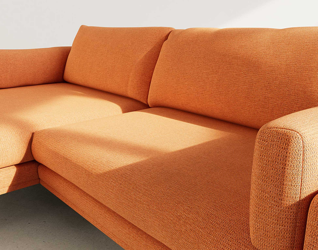 Canapé d'angle gauche 4 places en tissu texturé Carlos