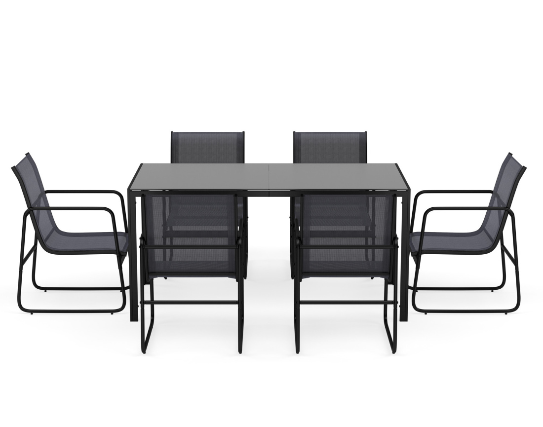 Ensemble table et chaises jardin 6 personnes noir et gris Murillo