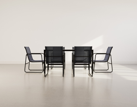 Ensemble table et chaises jardin 6 personnes noir et gris Murillo