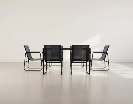 Ensemble table et chaises jardin 6 personnes noir et gris Murillo