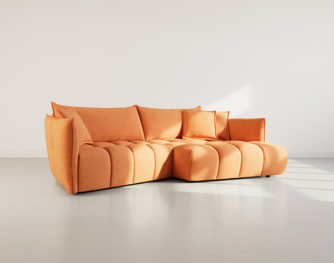 Thumbnail video of the produit Cassiopee - canapé d'angle droit 4 places en tissu texturé