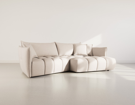 Canapé d'angle droit 4 places en tissu texturé Cassiopee