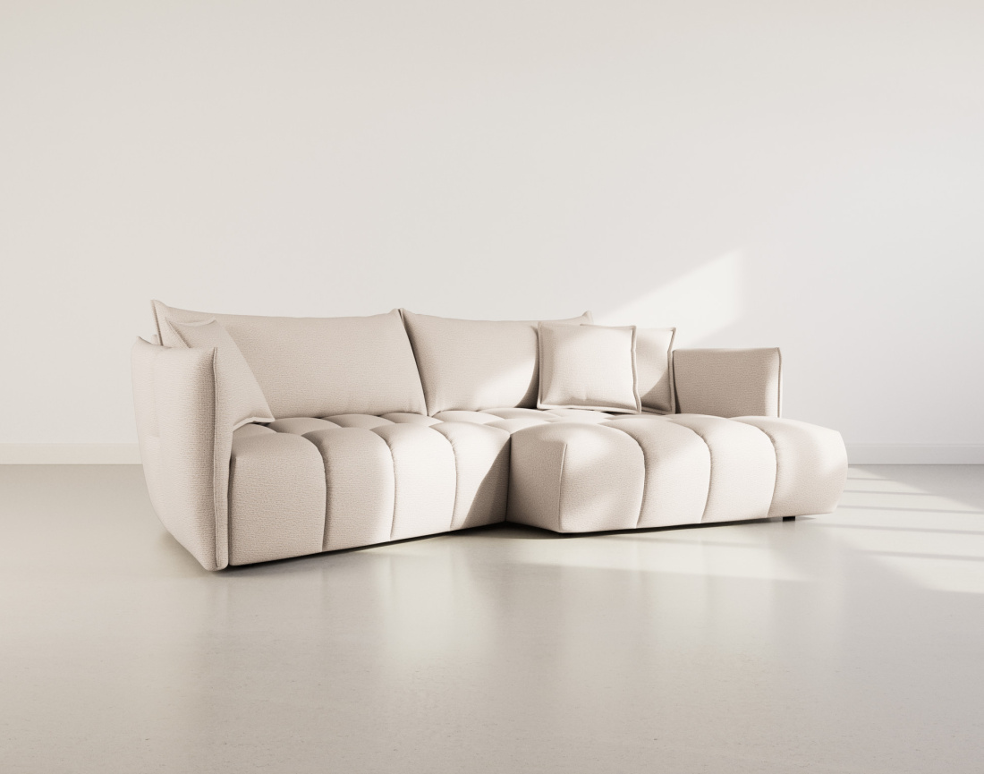 Canapé d'angle droit 4 places en tissu texturé Cassiopee