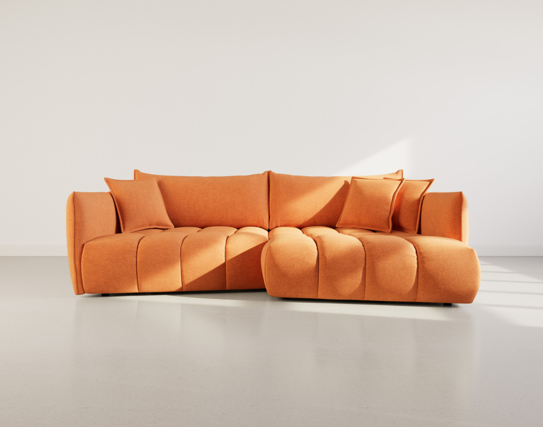 Canapé d'angle droit 4 places en tissu texturé Cassiopee