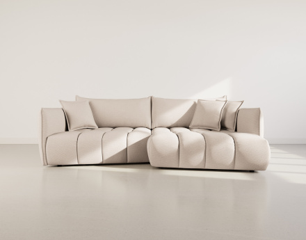 Canapé d'angle droit 4 places en tissu texturé Cassiopee